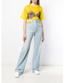 cut-out wide leg jeans