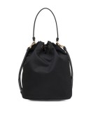black fabric bucket bag