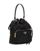 black fabric bucket bag