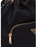 black fabric bucket bag