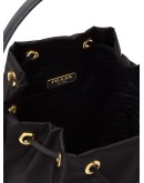 black fabric bucket bag