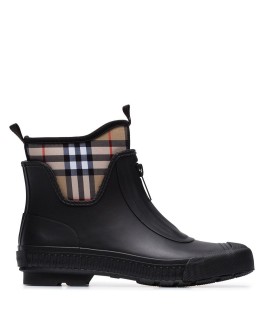 Vintage check neoprene and rubber rain boots