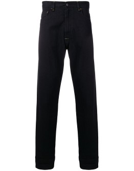 stitch embellished straight-leg jeans
