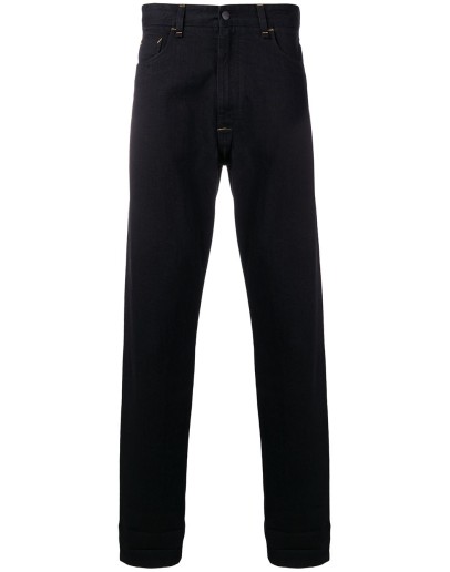 stitch embellished straight-leg jeans