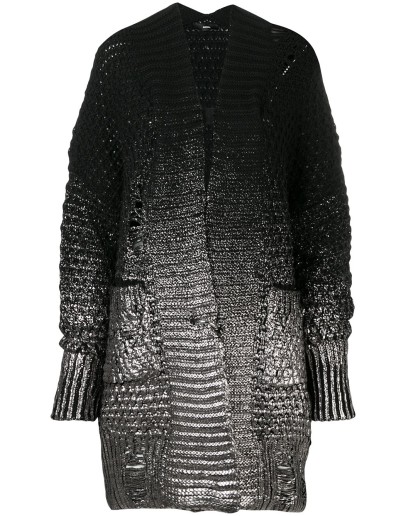 foil print chunky knit cardigan