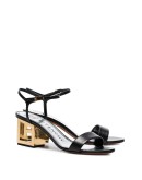 black 60 triangle cutout heel leather sandals