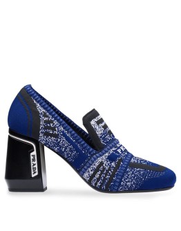knitted loafer-style pumps