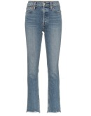 double needle long straight leg jeans