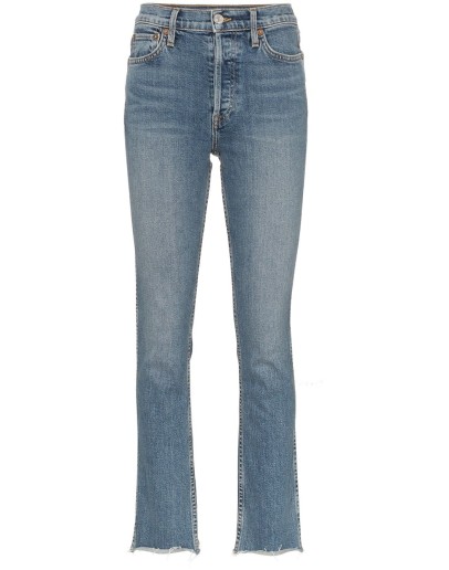 double needle long straight leg jeans