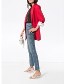 double needle long straight leg jeans