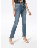 double needle long straight leg jeans