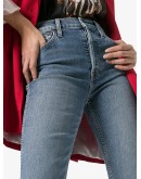 double needle long straight leg jeans
