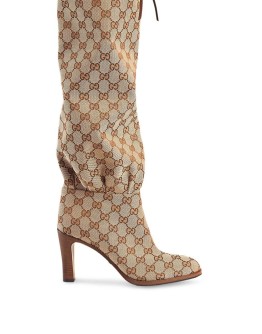 GG canvas mid-heel boot