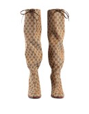 GG canvas mid-heel boot