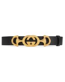 Leather belt with Interlocking G Horsebit