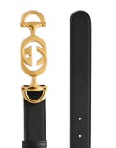 Leather belt with Interlocking G Horsebit