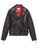 Leather jacket with Gucci mushrooms