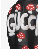 Leather jacket with Gucci mushrooms