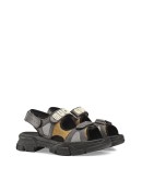 Leather and mesh sandals