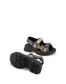 Leather and mesh sandals