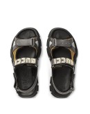 Leather and mesh sandals