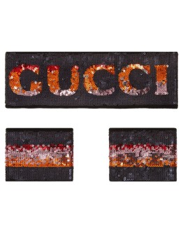 sequin logo headband and wrist cuffs