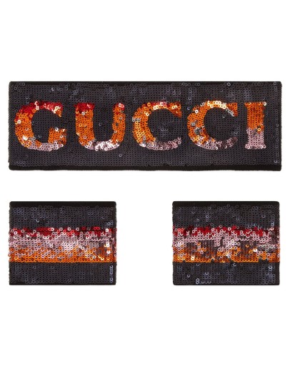 sequin logo headband and wrist cuffs