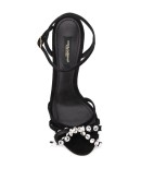 black 105 crystal embellished suede sandals