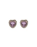 pink heart crystal earrings