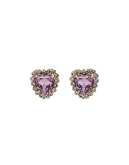pink heart crystal earrings