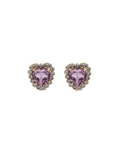 pink heart crystal earrings