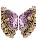 pink heart crystal earrings