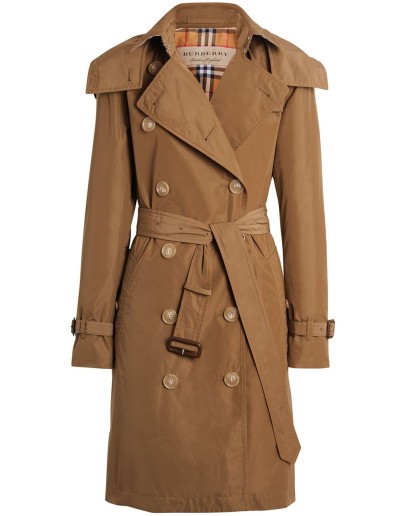 Detachable Hood Taffeta Trench Coat