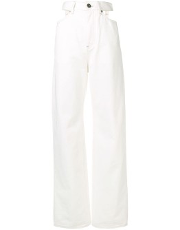 wide leg cut-out jeans
