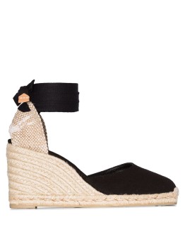 black Carina 80 ankle tie wedge sandals