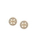 T-medallion round stud earrings