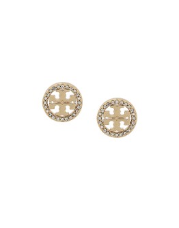 T-medallion round stud earrings