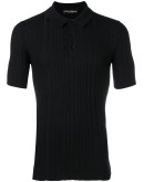 ribbed knit polo shirt