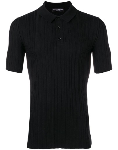 ribbed knit polo shirt