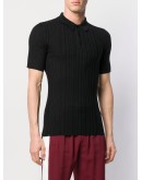 ribbed knit polo shirt