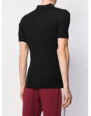 ribbed knit polo shirt