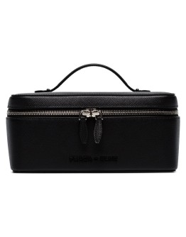 black logo lettering leather beauty case 
