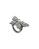 Crystal studded butterfly ring in metal