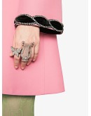 Crystal studded butterfly ring in metal