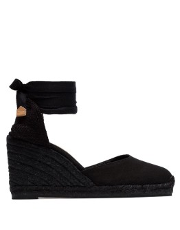 black Carina 80 ankle tie wedge sandals 