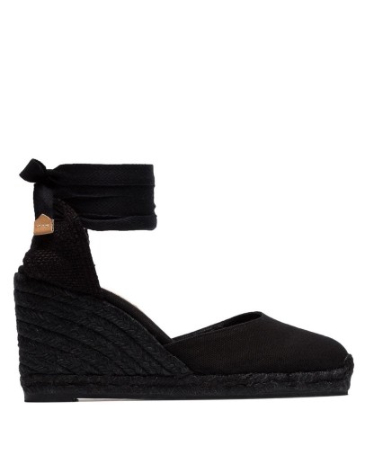 black Carina 80 ankle tie wedge sandals 