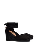 black Carina 80 ankle tie wedge sandals 