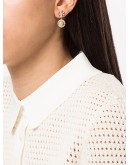 crystal logo pearl drop earrings