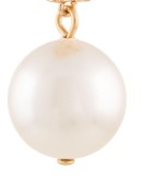crystal logo pearl drop earrings