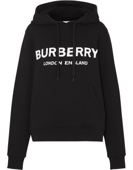 logo print hooded sweatshirt